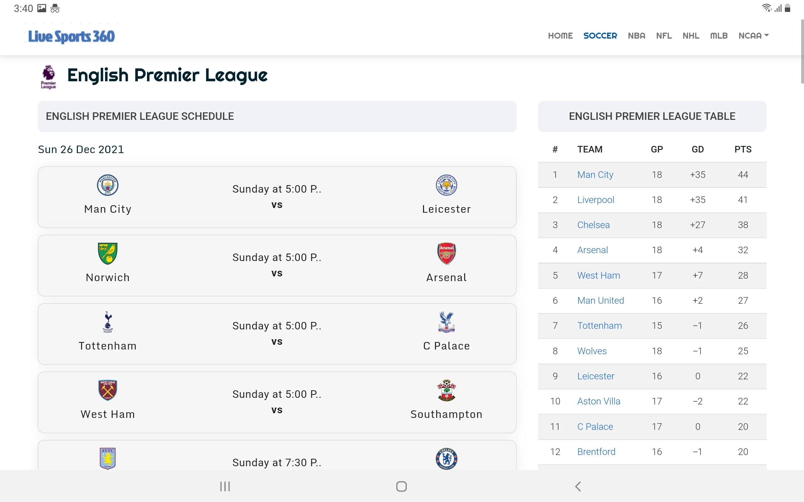 Live Sports 360 screenshot